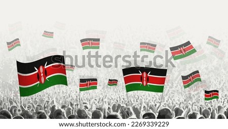 Abstract crowd with flag of Kenya. Peoples protest, revolution, strike and demonstration with flag of Kenya. Vector illustration.