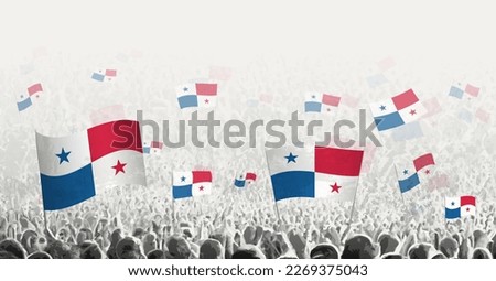 Abstract crowd with flag of Panama. Peoples protest, revolution, strike and demonstration with flag of Panama. Vector illustration.