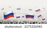 Abstract crowd with flag of Russia. Peoples protest, revolution, strike and demonstration with flag of Russia. Vector illustration.