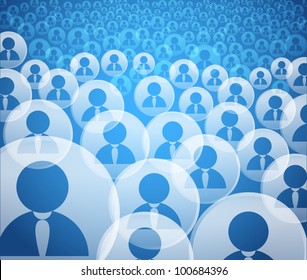 Abstract crowd of social media account icons
