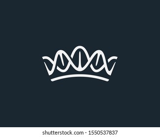 Abstract crown DNA logo icon design modern minimal style illustration. Royal king medical science vector emblem sign symbol mark logo
