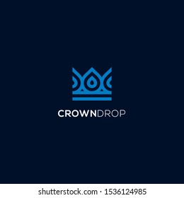 Abstract crown drop logo design. Water royal icon illustration vector