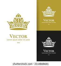 Símbolo abstracto de la corona. Se puede usar para la joyería, la belleza y la industria de la moda. Elementos elegantes y clásicos. Ideal para logotipo, monograma, invitación, volante, menú, folleto, fondo o cualquier idea deseada.