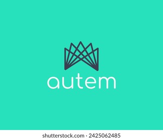 Abstract crown flower linear logo design. Queen king symbol. Creative dynamics movement sign. Vector illustration.