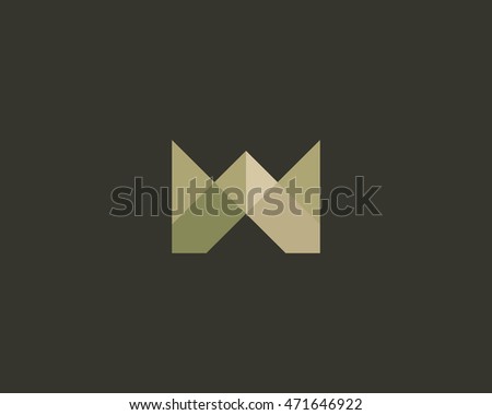 Abstract crown flower sign. Universal hand fist mount vector icon. Letter M W logo design template.