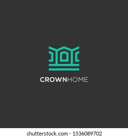 Abstract crown home logo design. royal house icon illustration vector
