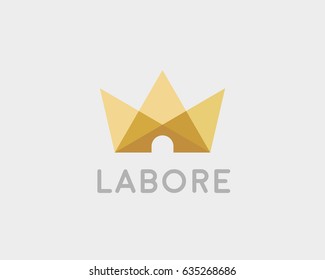 Abstract crown house logo icon vector design. Light home royal logotype