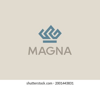 Abstract crown logo icon vector design template. Royal, king linear sign emblem. Premium boutique, salon, spa symbol logotype.