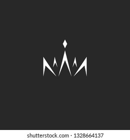 Abstract crown logo in the style monogram, black and white lines logotype with the tiara gem princess or beauty queen