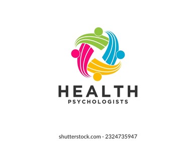 Abstract crown people colorful logo icon design minimal style illustration. Family teamwork coworking emblem sign symbol logotype