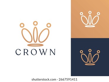abstract crown people logo. simple creative king family vector design concept