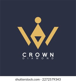 Resumen Logo de diseño vectorial de la plantilla Crown Royal King Queen. Letra W y concepto de diamante.
