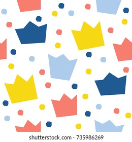 Abstract crown seamless pattern background. Childish wallpaper for design card, wallpaper, album, scrapbook, holiday wrapping paper, textile fabric, bag print, t shirt etc.