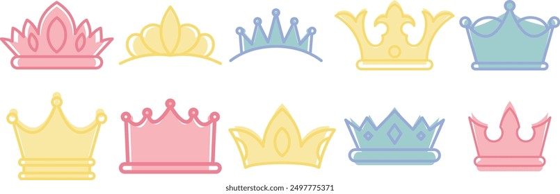 Abstract Crown Set Vector Art