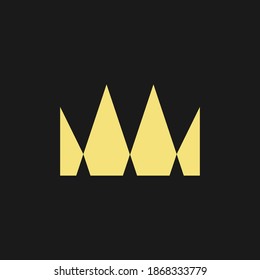 Símbolo abstracto de la corona, icono sobre fondo negro. Elemento de diseño