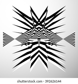 Abstract crumpled, distorted shape. Geometric, edgy element