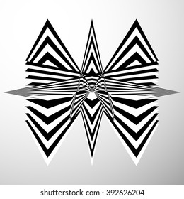 Abstract crumpled, distorted shape. Geometric, edgy element