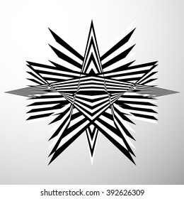 Abstract crumpled, distorted shape. Geometric, edgy element