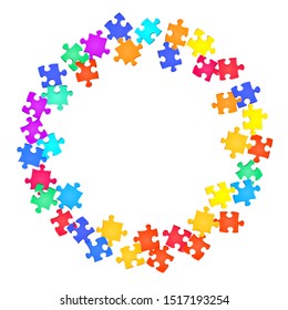 Abstract crux jigsaw puzzle rainbow colors pieces vector background  Scatter puzzle pieces isolated white  Challenge abstract concept  Connection elements 