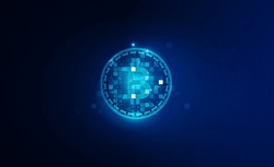 Abstract Crypto currency bitcoin crypto currency coin. International stock exchange. Hitech communication concept innovation background, vector design