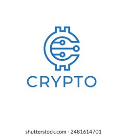 abstract crypto symbol letter c simple vector illustration