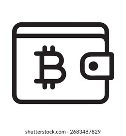 Icono Abstractas de la cartera criptográfica con el símbolo de Bitcoin en Vector blanco y negro