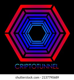 abstract cryptocurrency logo made of geometric shapes dark background