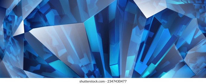 Abstrakter Kristall-Hintergrund in blauen Farben mit Highlights auf den Facetten und Refrakting von Licht