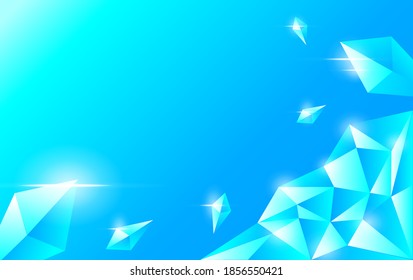 Fondo de cristal abstracto con cristal azul brillante