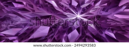 Abstract crystal background in purple colors with highlights on the facets and refracting of light