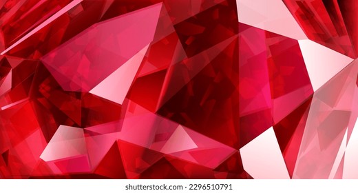 赤い色の抽象的な結晶背景に光の屈折とファセットのハイライトのベクター画像素材
