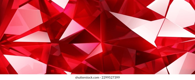 Abstract crystal background in red colors with refracting of light and highlights on the facets