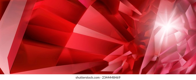 Resumen de fondo de cristal en colores rojos con resaltado en las facetas y refracción de la luz