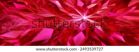 Abstract crystal background in red colors with highlights on the facets and refracting of light