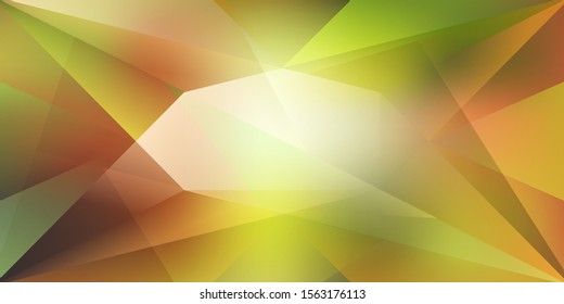 Abstract crystal background with refracting light and highlights in green and yellow colors
