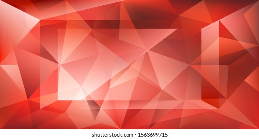 Abstract crystal background with refracting light and highlights in red colors