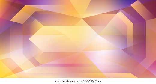 Abstract crystal background with refracting light and highlights in purple and yellow colors