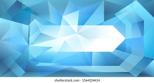 Abstract crystal background with refracting light and highlights in light blue colors
