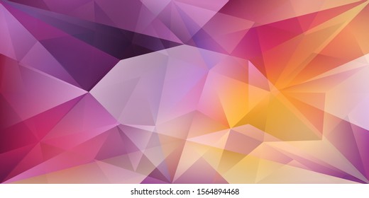 Abstract crystal background with refracting light and highlights in purple and yellow colors