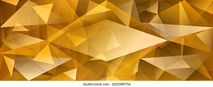 Abstract crystal background with refracting of light and highlights in yellow colors