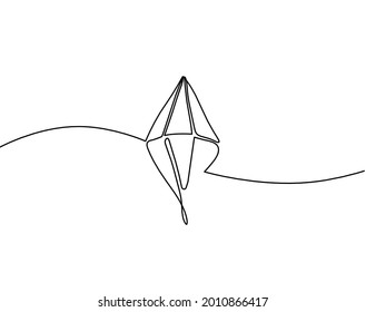 Abstract crystal as continuous lines drawing on white background. Vector