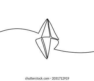 Abstract crystal as continuous lines drawing on white background. Vector
