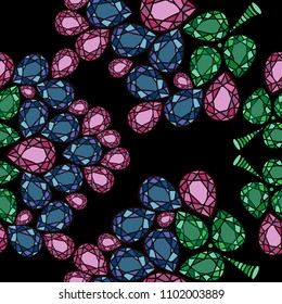 Abstract crystal gems seamless backgrounds. Mosaic background in jewerly style.Jewels seamless pattern.