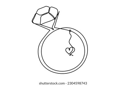 Resumen de cristal con el corazón como líneas continuas dibujando sobre fondo blanco.Vector