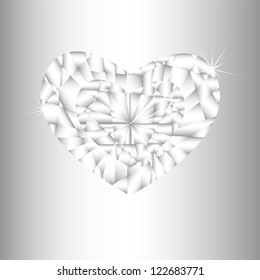 abstract crystal heart on silver background vector