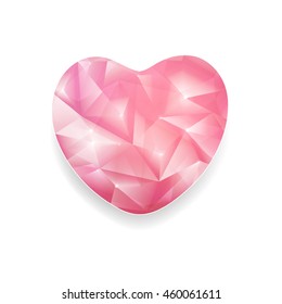 Abstract Crystal Heart With Twinkle On A White Background