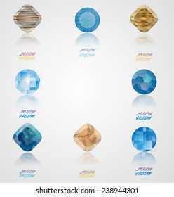 Abstract Crystal Logo Icons . Vector Business Elements for Companies and Firms.  Modern Design. 