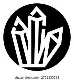 Abstract crystal logo symbol embedded in a black circle, forming a modern and minimalist icon featuring geometric shapes and clean lines suitable for branding and business