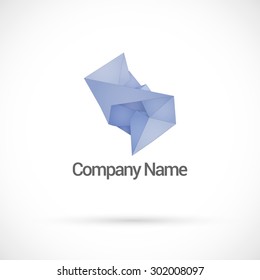 Abstract crystal low poly, logo design vector template.