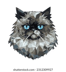 arte de píxeles de cristal abstracto en el gato himalayo